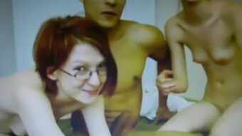 A Young Man With A Large Penis Engages In Sexual Activity With Two Attractive Women On A Webcam