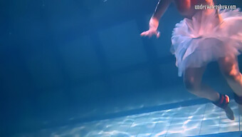 Bikini Babe Bulava Lozhkova In Red Tie And Skirt Underwater