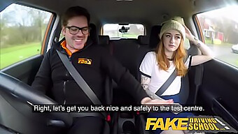 Hot And Sexy Redhead With A Slim Figure Gets Better At Fucking Than Driving In A Fake Driving School