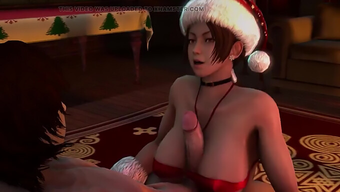 Chaude Soirée De Noël Avec Une Beauté Brune Sensuelle