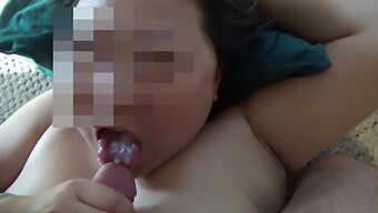 Asian Wife Gives A Deepthroat Blowjob And Gets Rewarded With Cum On Her Tongue