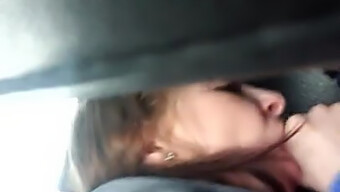 Sloppy Girlfriend Gives Blowjob In A Car