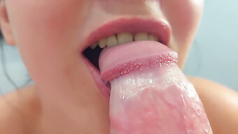 Extreme Close-Up Of A Deep Throat Blowjob