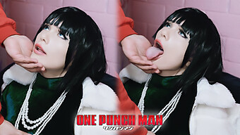 Fubuki Cosplay'S Seductive Display Leads To Intense Oral Pleasure